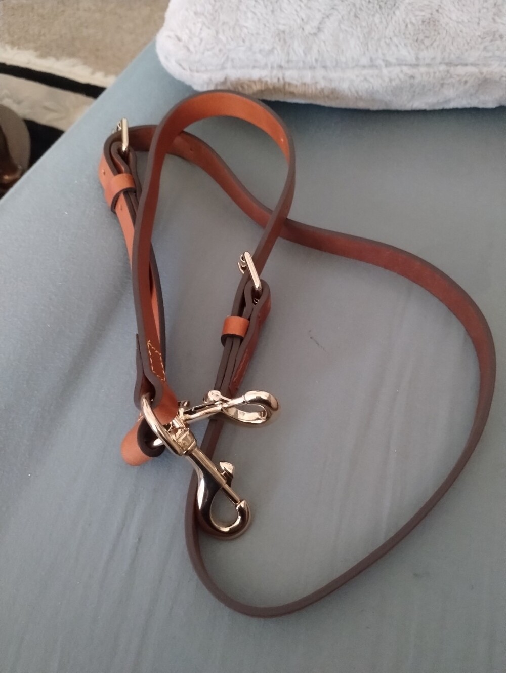 Dooney & Bourke Leather & Gold Tone Adj. Shoulder Strap - Picture 3 of 4